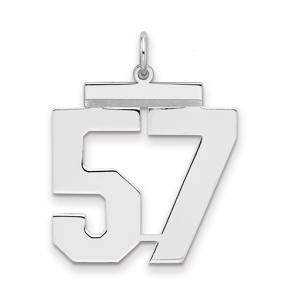 Sterling Silver Rhodium-plated Polished Number 57 Charm