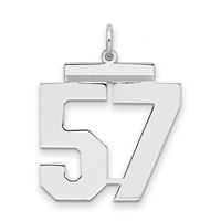 Sterling Silver Rhodium-plated Polished Number 57 Charm view 1