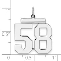 Sterling Silver Rhodium-plated Polished Number 58 Charm view 3