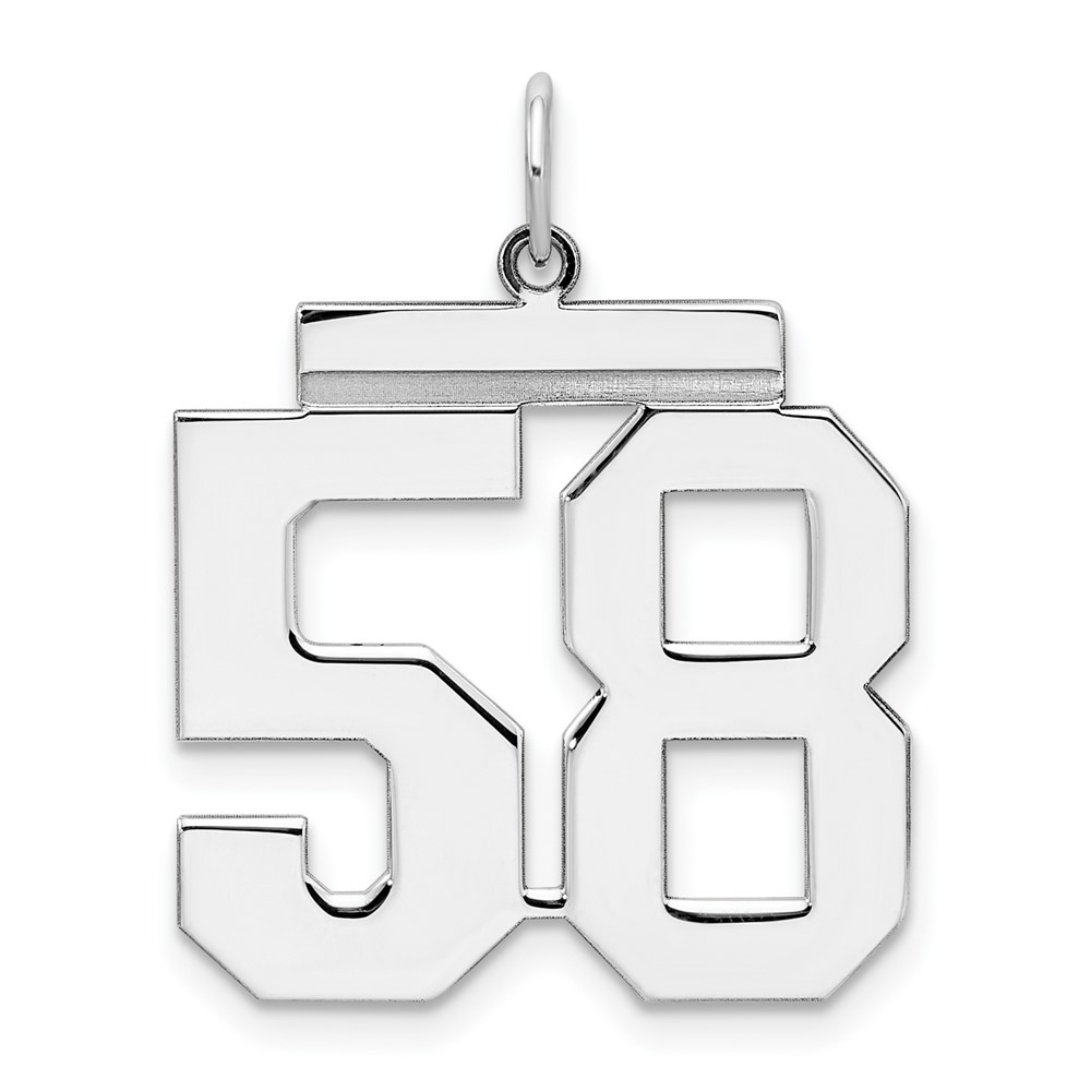 Sterling Silver Rhodium-plated Polished Number 58 Charm