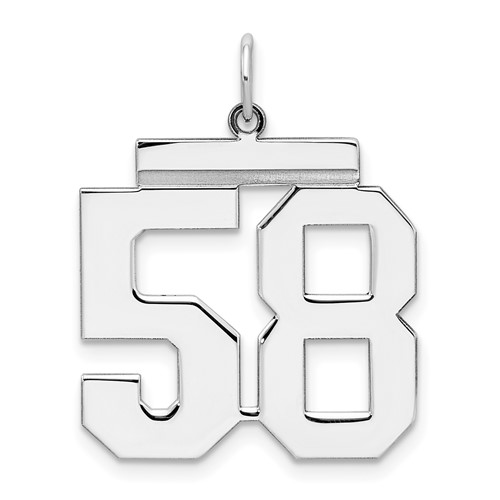 Sterling Silver Rhodium-plated Polished Number 58 Charm