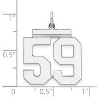 Sterling Silver Rhodium-plated Polished Number 59 Charm view 3