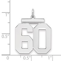 Sterling Silver Rhodium-plated Polished Number 60 Charm view 2