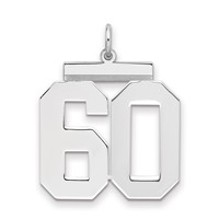 Sterling Silver Rhodium-plated Polished Number 60 Charm view 1