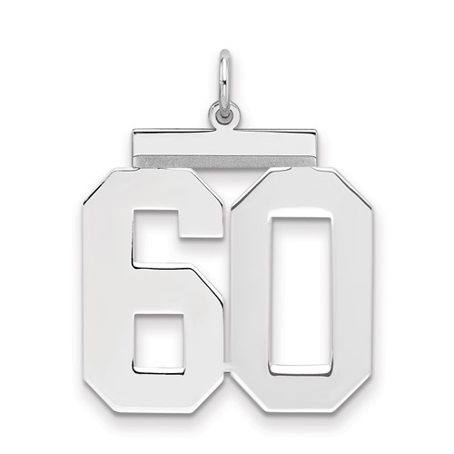 Sterling Silver Rhodium-plated Polished Number 60 Charm