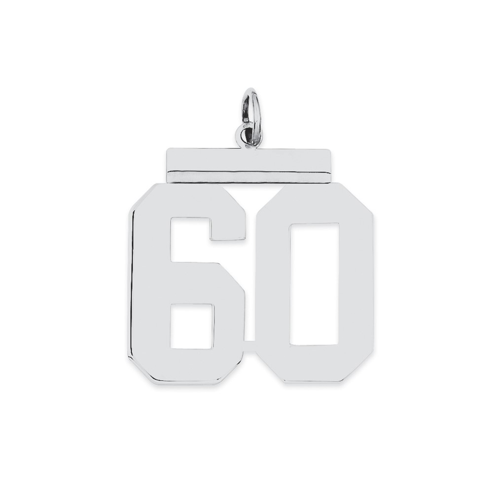Sterling Silver/Rhodium-plated Polished Number 60 Charm
