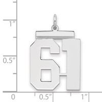 Sterling Silver Rhodium-plated Polished Number 61 Charm view 2