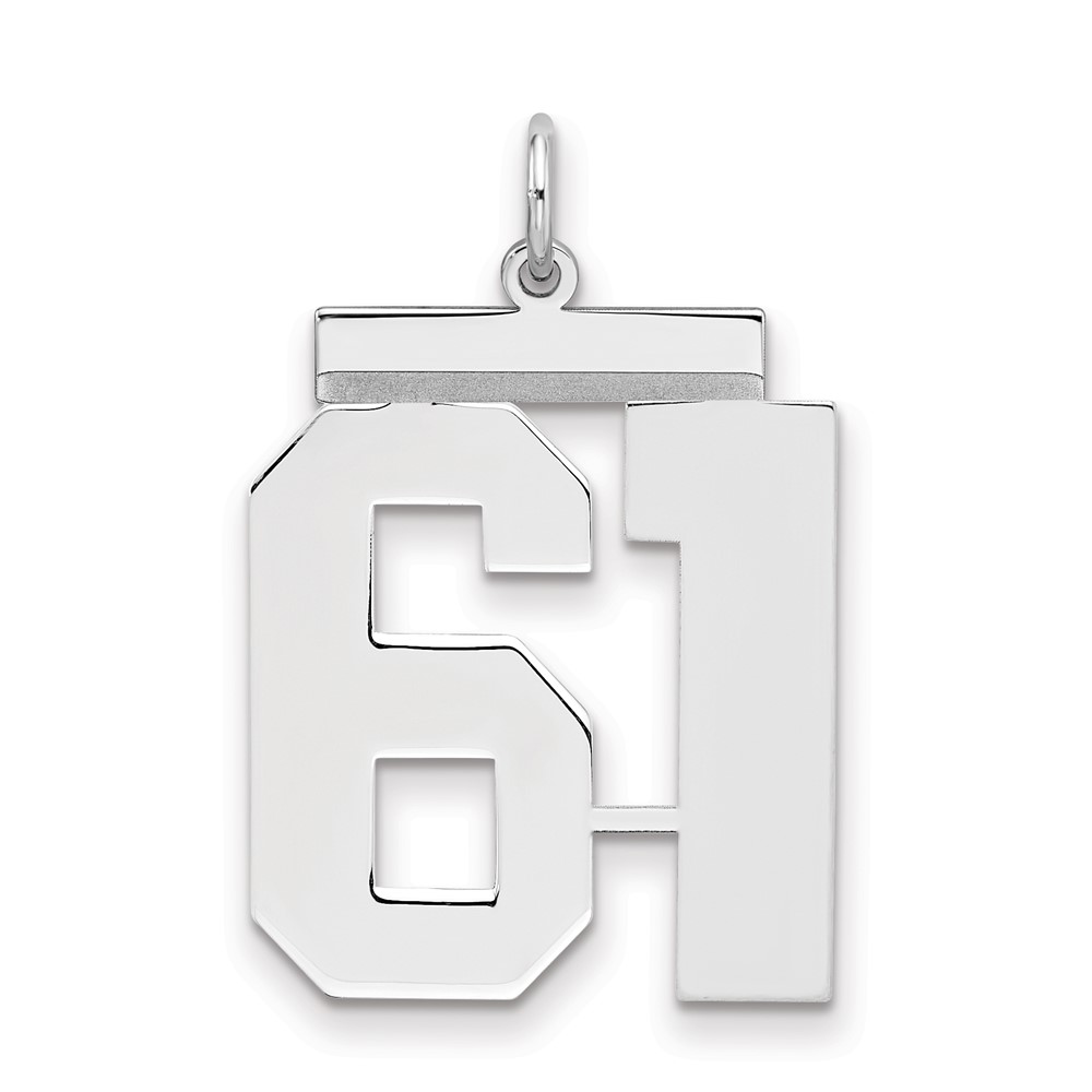 Sterling Silver Rhodium-plated Polished Number 61 Charm