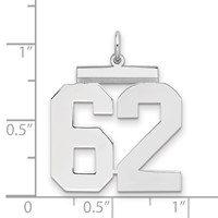 Sterling Silver Rhodium-plated Polished Number 62 Charm view 2