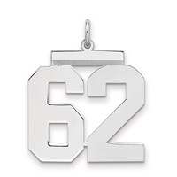 Sterling Silver Rhodium-plated Polished Number 62 Charm view 1