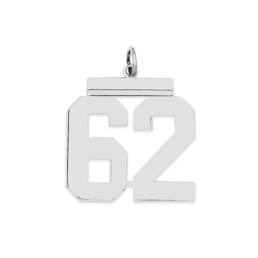 Sterling Silver/Rhodium-plated Polished Number 62 Charm