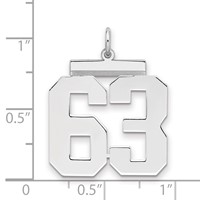Sterling Silver Rhodium-plated Polished Number 63 Charm view 2