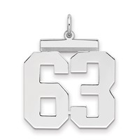 Sterling Silver Rhodium-plated Polished Number 63 Charm view 1