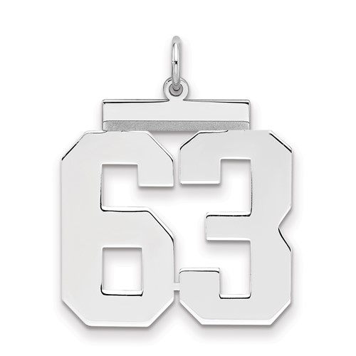 Sterling Silver Rhodium-plated Polished Number 63 Charm