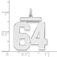 Sterling Silver Rhodium-plated Polished Number 64 Charm view 2