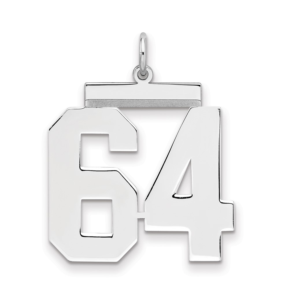 Sterling Silver Rhodium-plated Polished Number 64 Charm