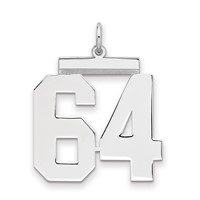 Sterling Silver Rhodium-plated Polished Number 64 Charm view 1