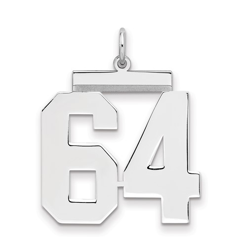Sterling Silver Rhodium-plated Polished Number 64 Charm