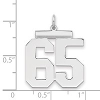 Sterling Silver Rhodium-plated Polished Number 65 Charm view 2
