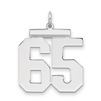 Sterling Silver Rhodium-plated Polished Number 65 Charm view 1
