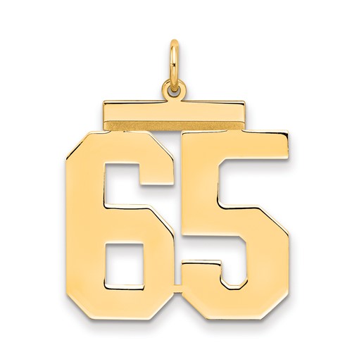 Sterling Silver Gold-plated Polished Number 65 Charm