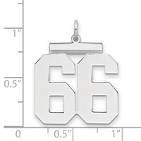 Sterling Silver Rhodium-plated Polished Number 66 Charm view 2