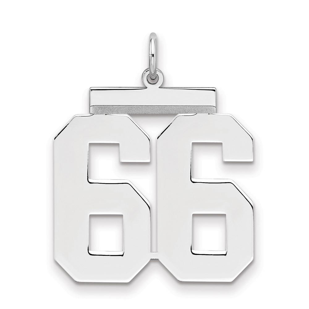 Sterling Silver Rhodium-plated Polished Number 66 Charm
