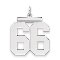 Sterling Silver Rhodium-plated Polished Number 66 Charm view 1