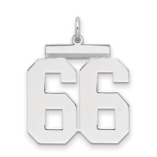 Sterling Silver Rhodium-plated Polished Number 66 Charm