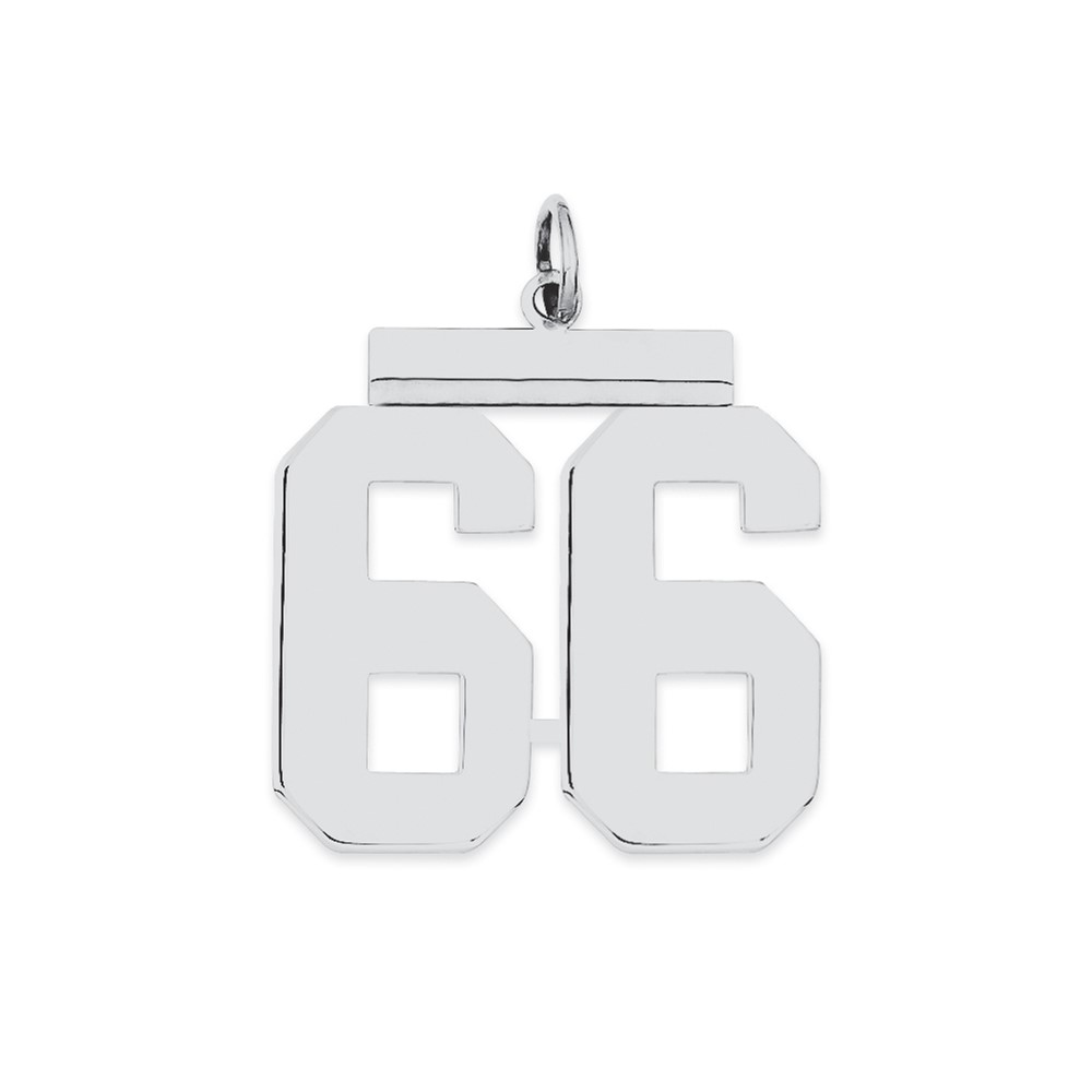 Sterling Silver/Rhodium-plated Polished Number 66 Charm