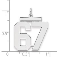 Sterling Silver Rhodium-plated Polished Number 67 Charm view 2