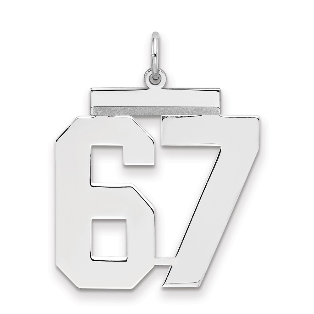 Sterling Silver Rhodium-plated Polished Number 67 Charm