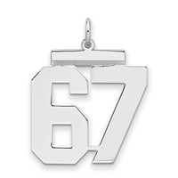 Sterling Silver Rhodium-plated Polished Number 67 Charm view 1
