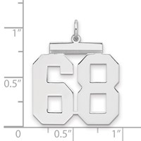 Sterling Silver Rhodium-plated Polished Number 68 Charm view 2