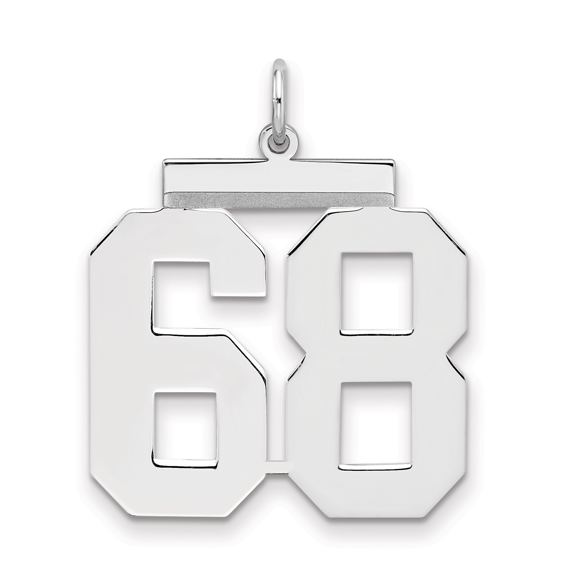 Sterling Silver/Rhodium-plated Polished Number 68 Charm (QPL68)