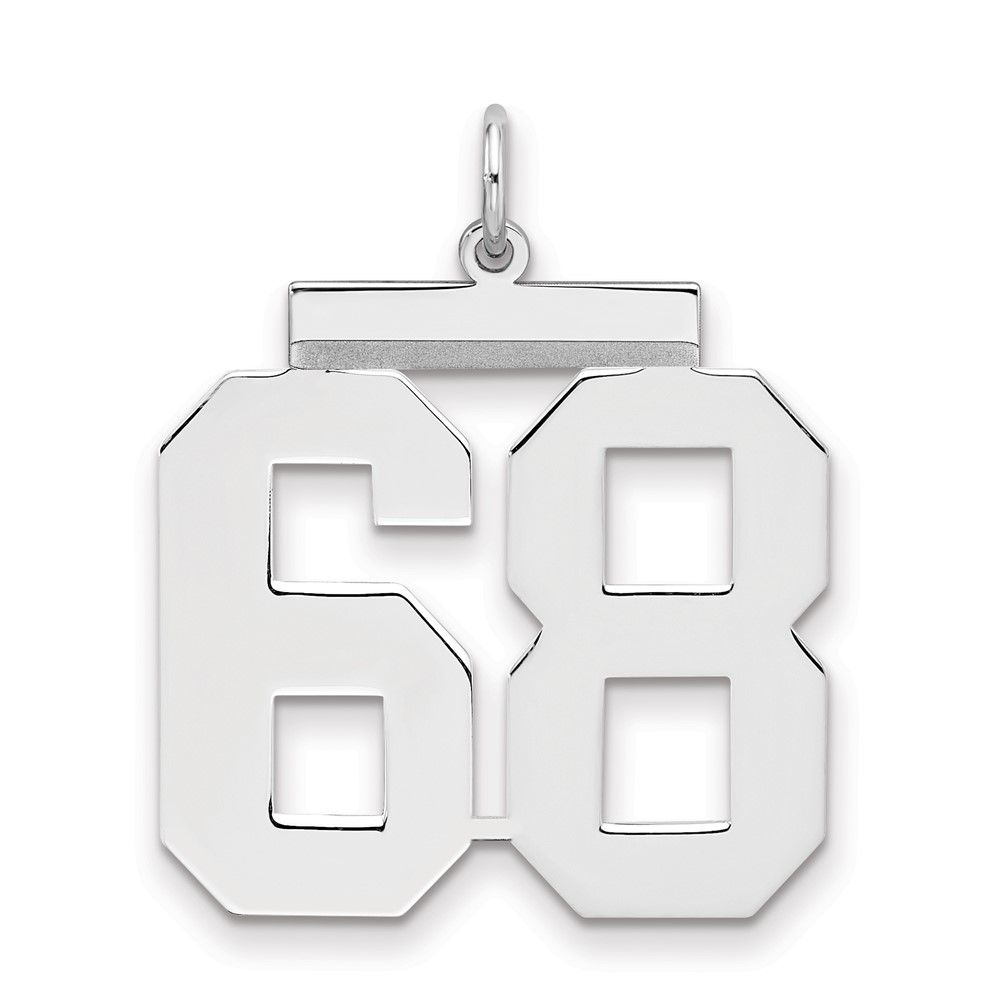 Sterling Silver Rhodium-plated Polished Number 68 Charm