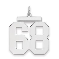 Sterling Silver Rhodium-plated Polished Number 68 Charm view 1