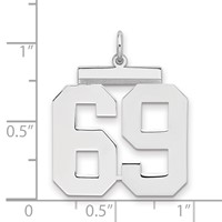 Sterling Silver Rhodium-plated Polished Number 69 Charm view 2