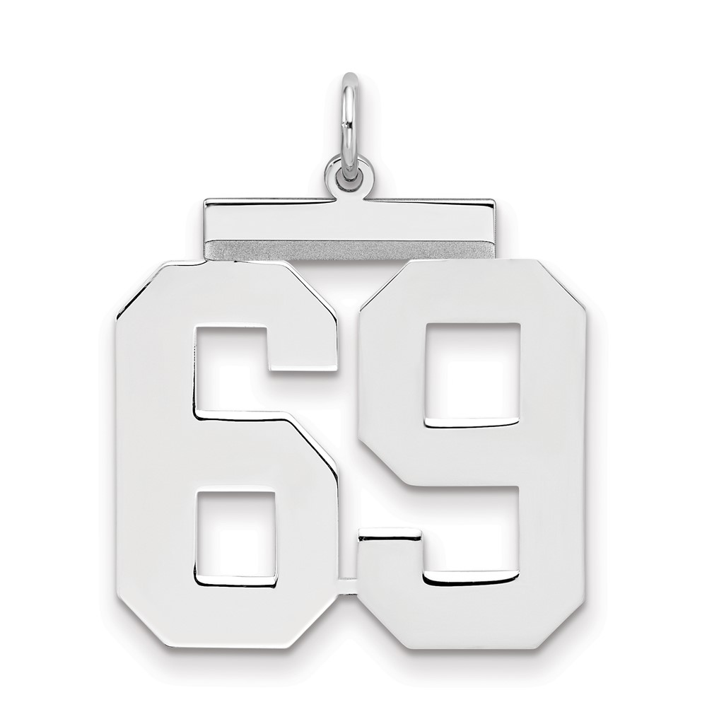 Sterling Silver Rhodium-plated Polished Number 69 Charm