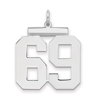Sterling Silver Rhodium-plated Polished Number 69 Charm view 1