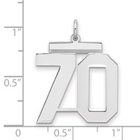 Sterling Silver Rhodium-plated Polished Number 70 Charm view 2