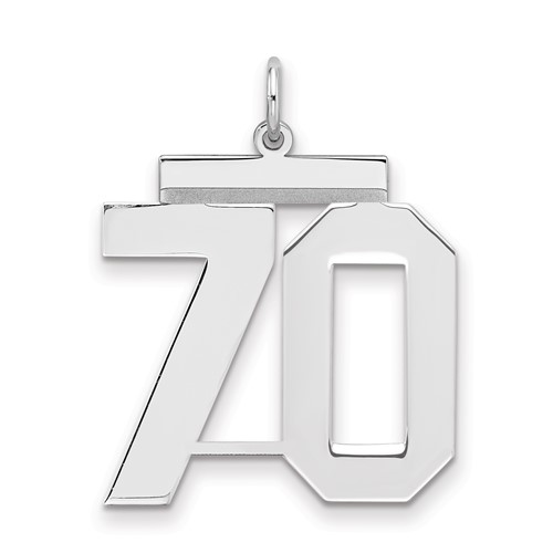 Sterling Silver Rhodium-plated Polished Number 70 Charm