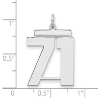 Sterling Silver Rhodium-plated Polished Number 71 Charm view 2