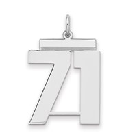 Sterling Silver Rhodium-plated Polished Number 71 Charm view 1