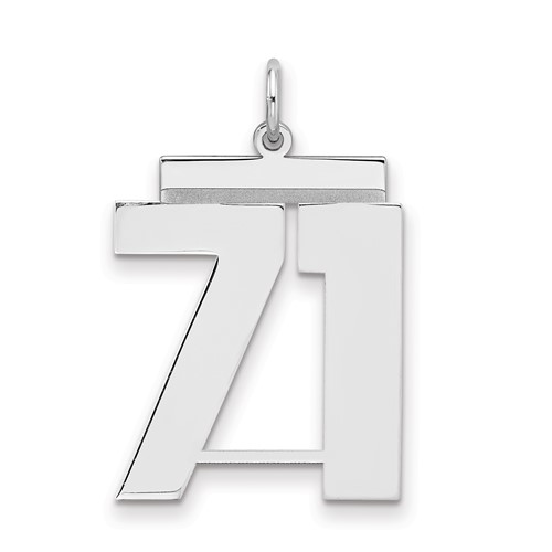 Sterling Silver Rhodium-plated Polished Number 71 Charm