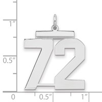 Sterling Silver Rhodium-plated Polished Number 72 Charm view 2