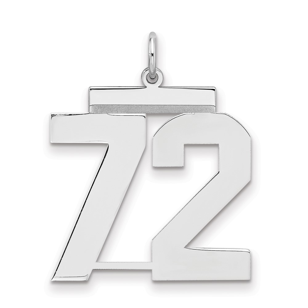 Sterling Silver Rhodium-plated Polished Number 72 Charm
