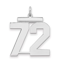 Sterling Silver Rhodium-plated Polished Number 72 Charm view 1