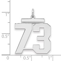 Sterling Silver Rhodium-plated Polished Number 73 Charm view 2