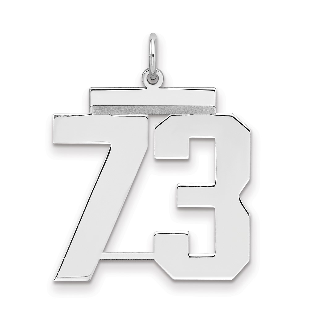 Sterling Silver Rhodium-plated Polished Number 73 Charm